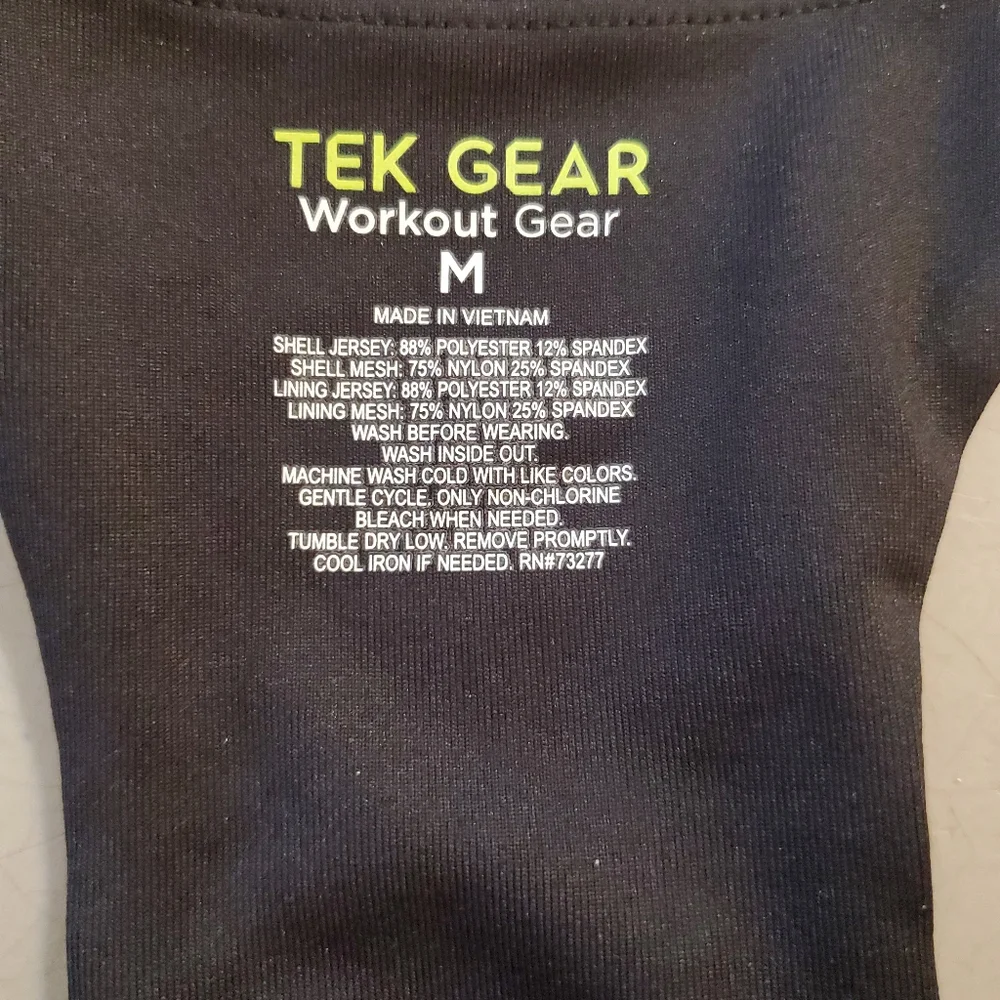 Tek Gear Women's Black‎ Medium Impact Front Zip Racerback Sports Bra Medium